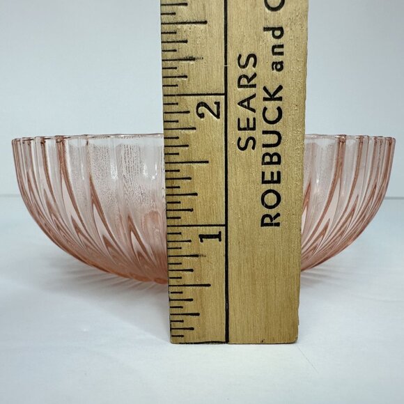 Anchor Hocking QUEEN MARY Pink Depression Glass Berry Candy Bowl Plate Set 1940s - Picture 4 of 15